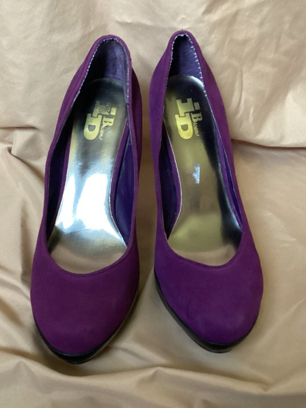 Purple And Black Platform Stiletto Pumps.